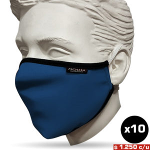 Mascarilla Moltex Reutilizable Unisex Azul con Azul Marino (x10 Unidades)